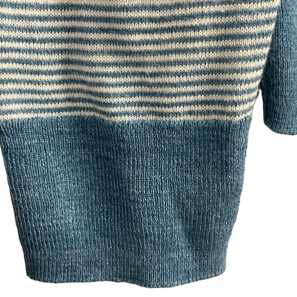 J. Crew Mens Linen Cotton Crewneck Sweater Heather Microstripe Blue White sz S - Picture 8 of 13